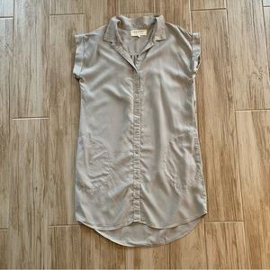 Anthropologie Cloth & Stone beige hi-lo button-down shirt dress Size S